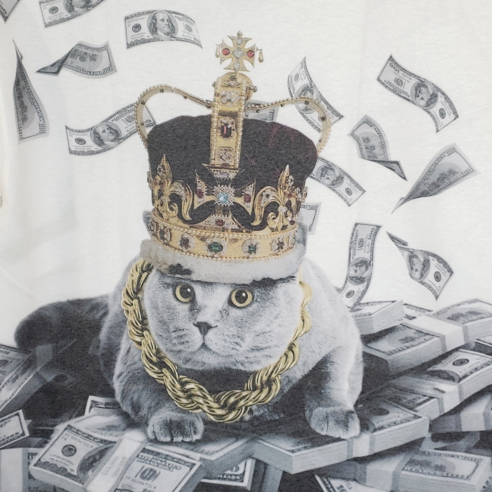 Cat tee Gray Cat Notorious B.I.G Biggie Smalls HipHop Rapper Gangster Thug Kitty - Picture 2 of 10